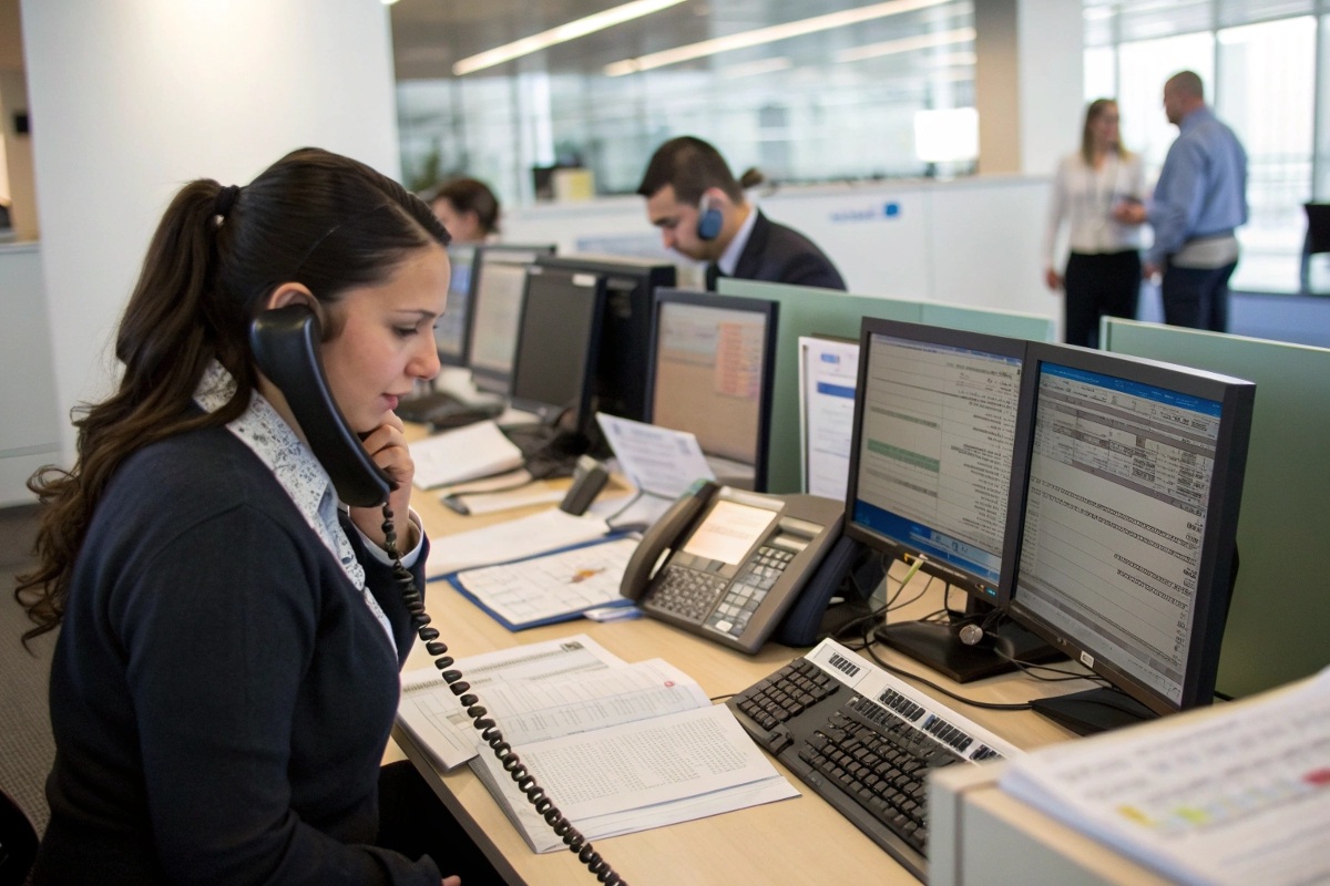 Une opératrice de la gestion des demandes clients