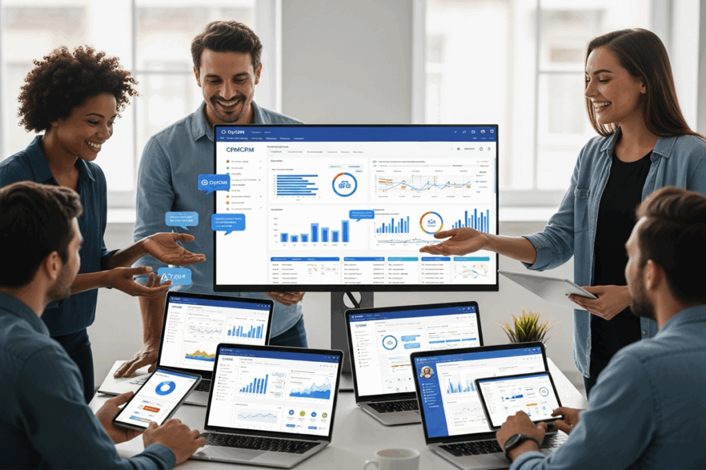 Illustration d’une PME utilisant un CRM pour optimiser la relation client et la communication multicanale.