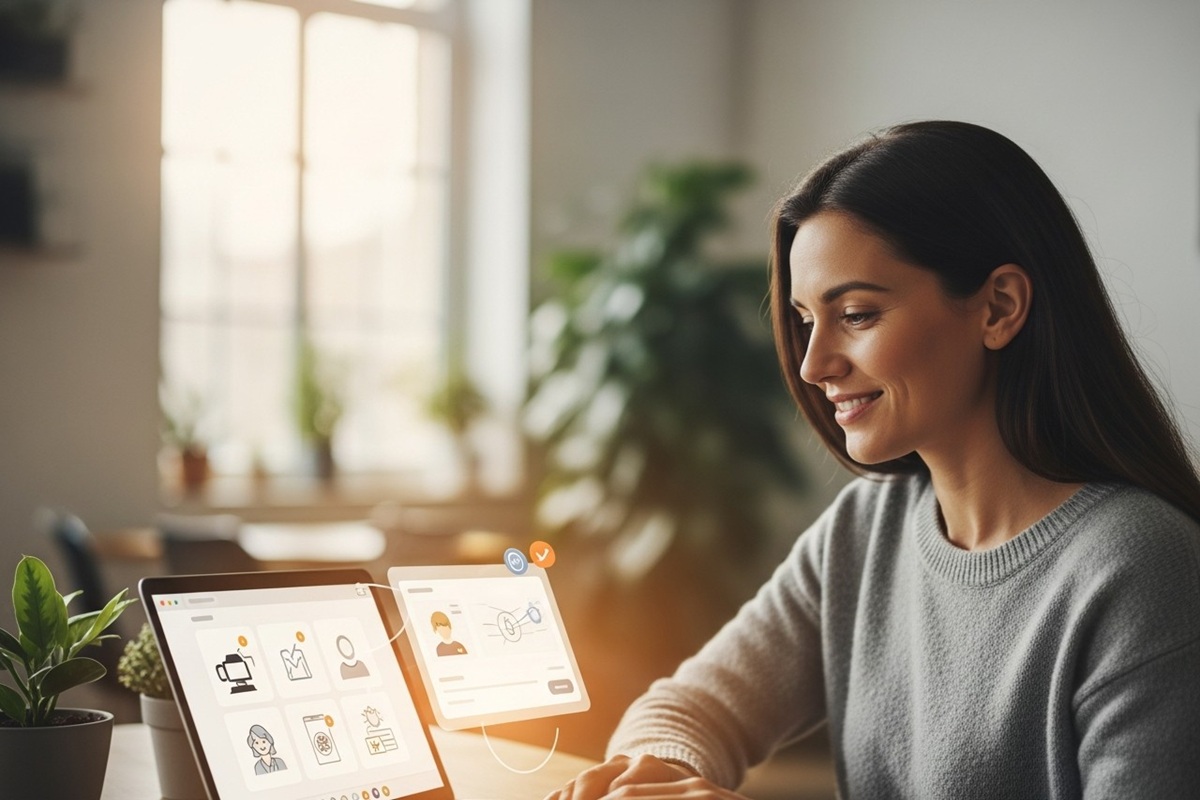 Client consultant des FAQ dynamiques sur son ordinateur