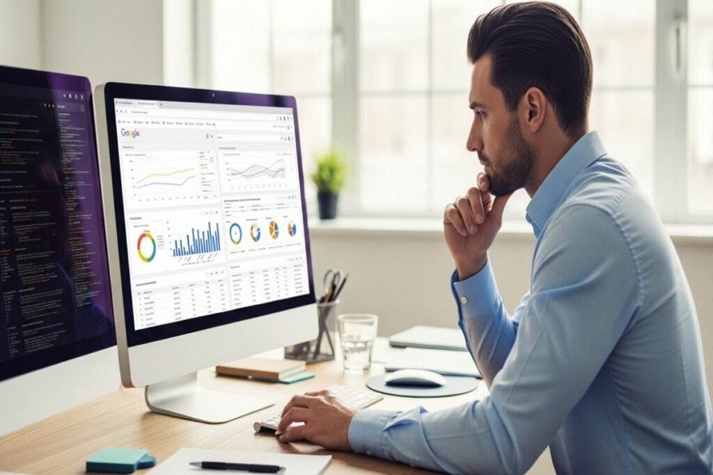 professionnel du SEO analysant des données