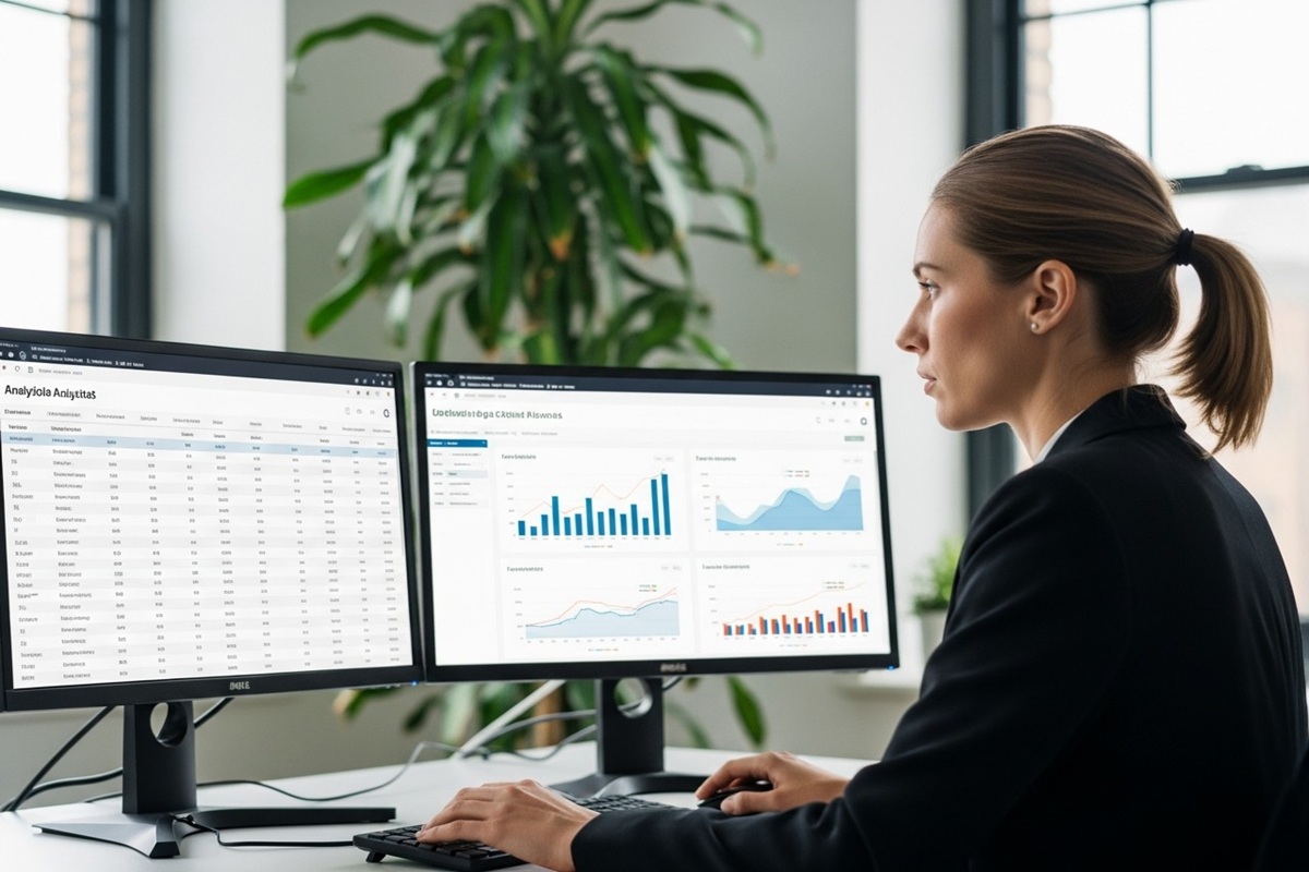 Consultante analysant données GEO